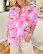 Pony Plaid Embroidered Shirt