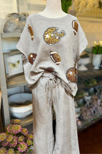 Football and Helmet Sequins Quilted Set