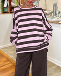 Slouchy Staggered Striped Top