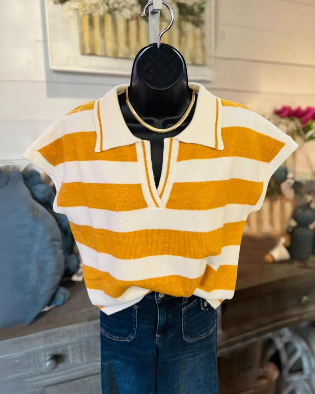 Collared Stripe Everyday Top