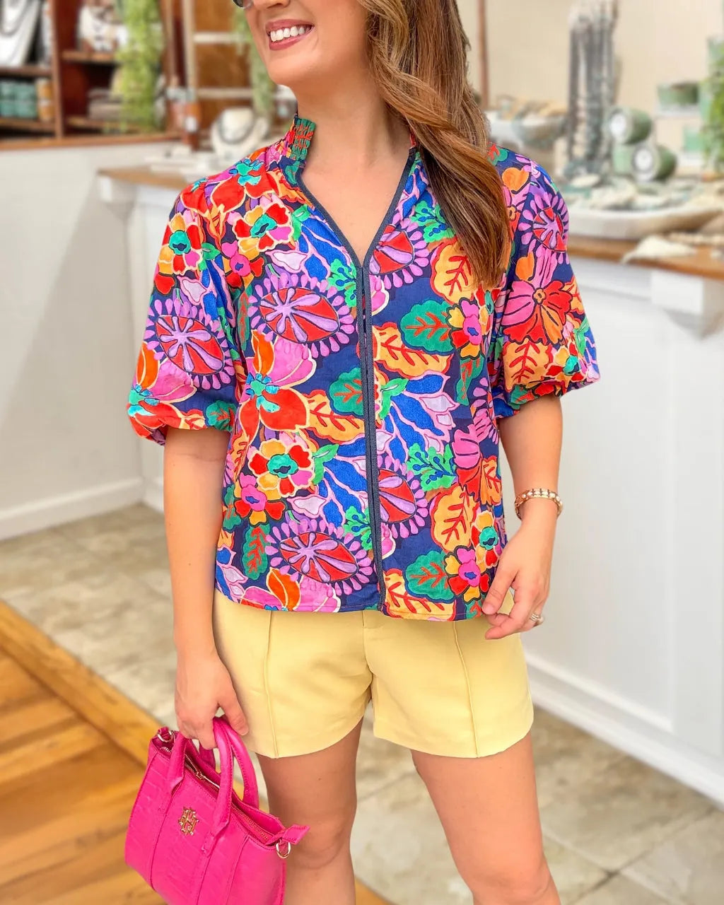 Vacation Mode Satin Floral Top