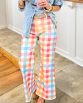 Colorful Plaid Flared Pants