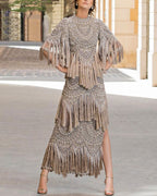 Embroidered Fringed Dress