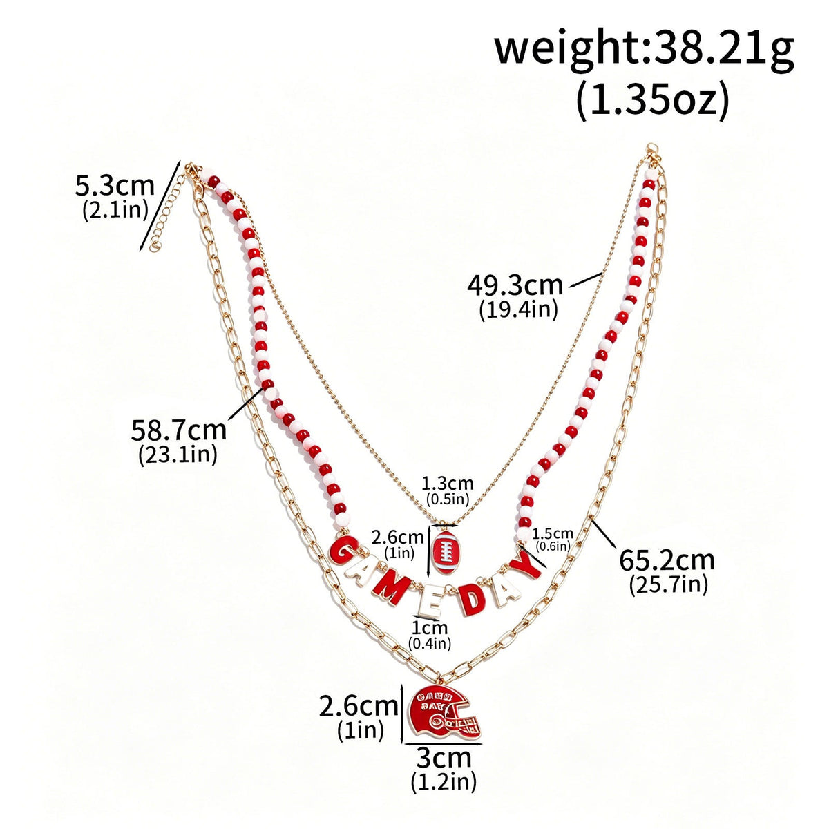 Football Helmet Stacking Design Necklace