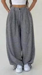 Plaid Baggy Wide Leg Pants