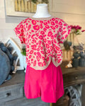 Coral Leopard Twist Top