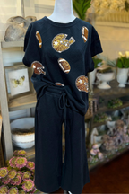 Football and Helmet Sequins Quilted Set