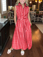 New🔥 Lapel Button Printed Waistband Dress
