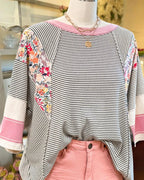 Blooms in Stripes Oversized Top