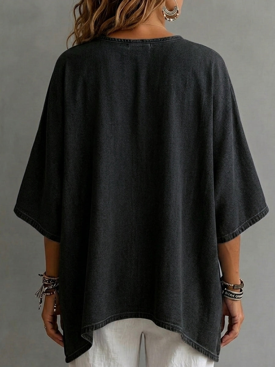 New Arrival🔥 Women's Cozy V-neck Loose-fitting Denim Shirt Top