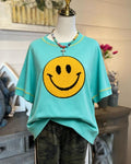 Smiley Face Embroidered Patch Tee