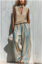Striped Sleeveless Wide-Leg Set