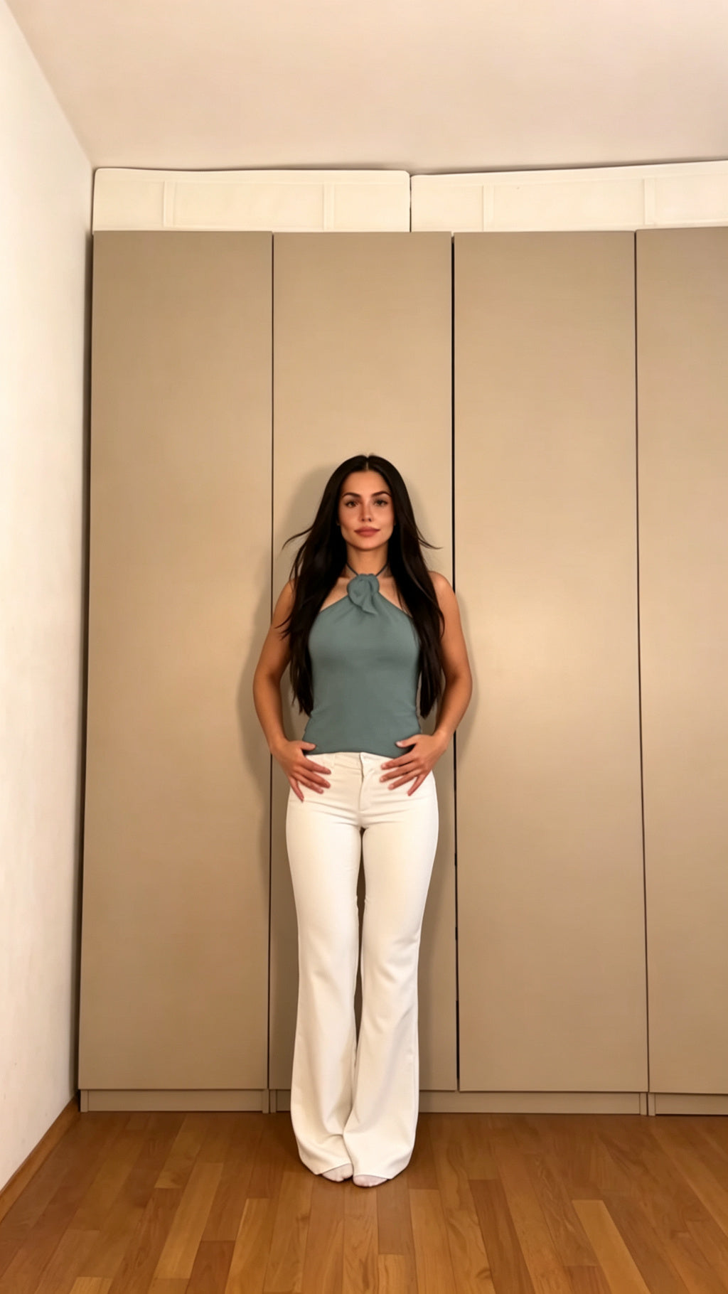 Halter Neck Top + High-Waist Flare Pants Set | 2-Piece Co-ord | Color Block Outfit | Pinterest Style