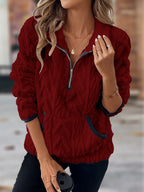 🎄Christmas Sale🔥 2024 Women's Lapel Half Zipper Plush Pocket Jacket
