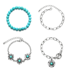 Women's Western Vintage Turquoise Personalized Multi-element Beaded Jewelry Set
