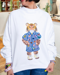 Playful Butterfly Tiger Embroidery Sweatshirt