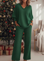 CLEARANCE SALE🔥 Christmas Sparkling V-neck Knit Top And Pants Two-piece Set