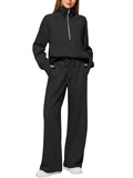 ⏰BUY 2 FREE SHIPPING 💥 Women's Solid Color Cotton Half Zip Two-Piece Set