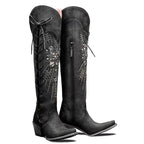 Vintage Embroidered Lace-Up Western Boots