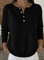 CLEARANCE SALE🔥 Women's Soft Solid Color Henley Collar Sweater Top