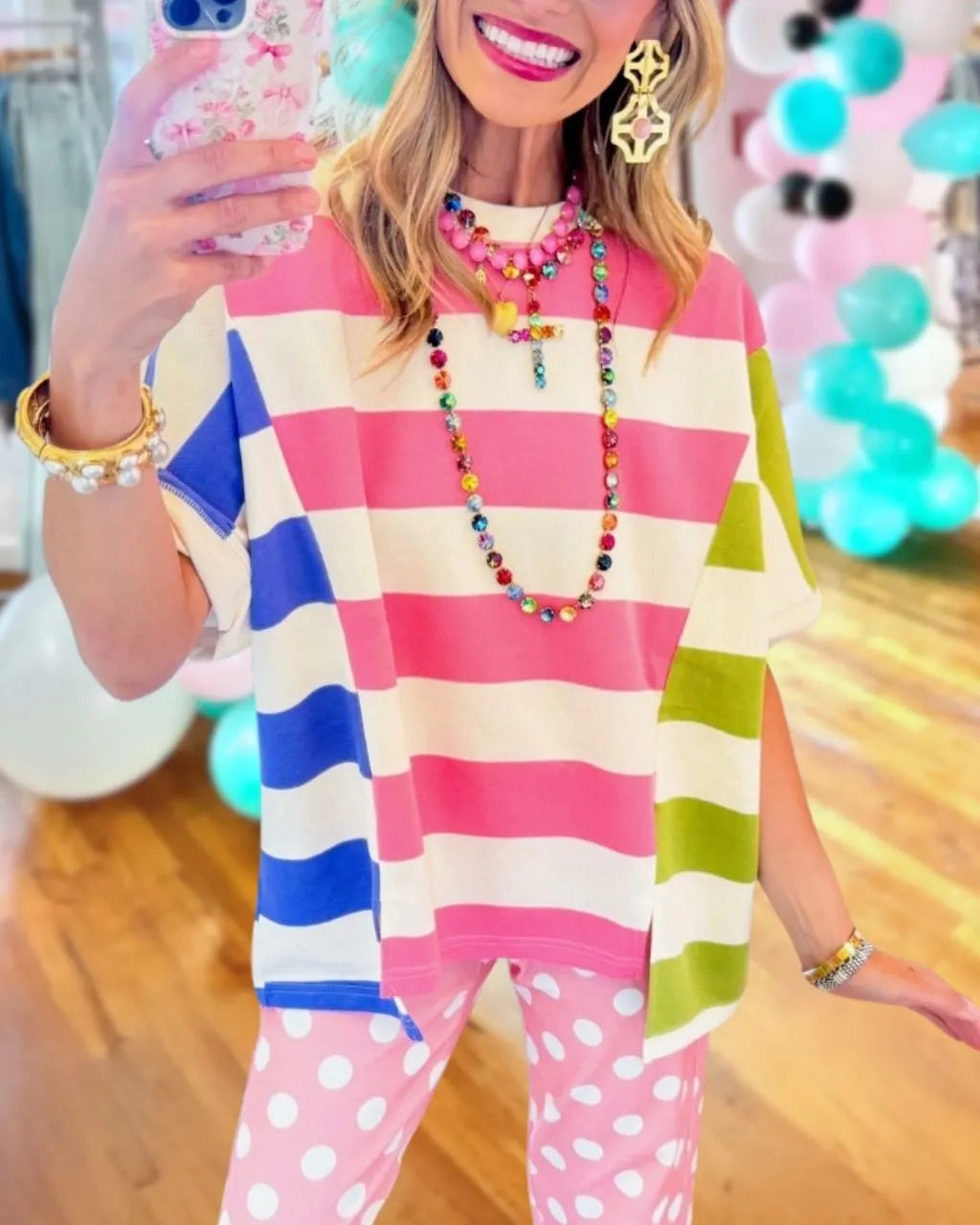 Color-block Mixed-Stripe Top