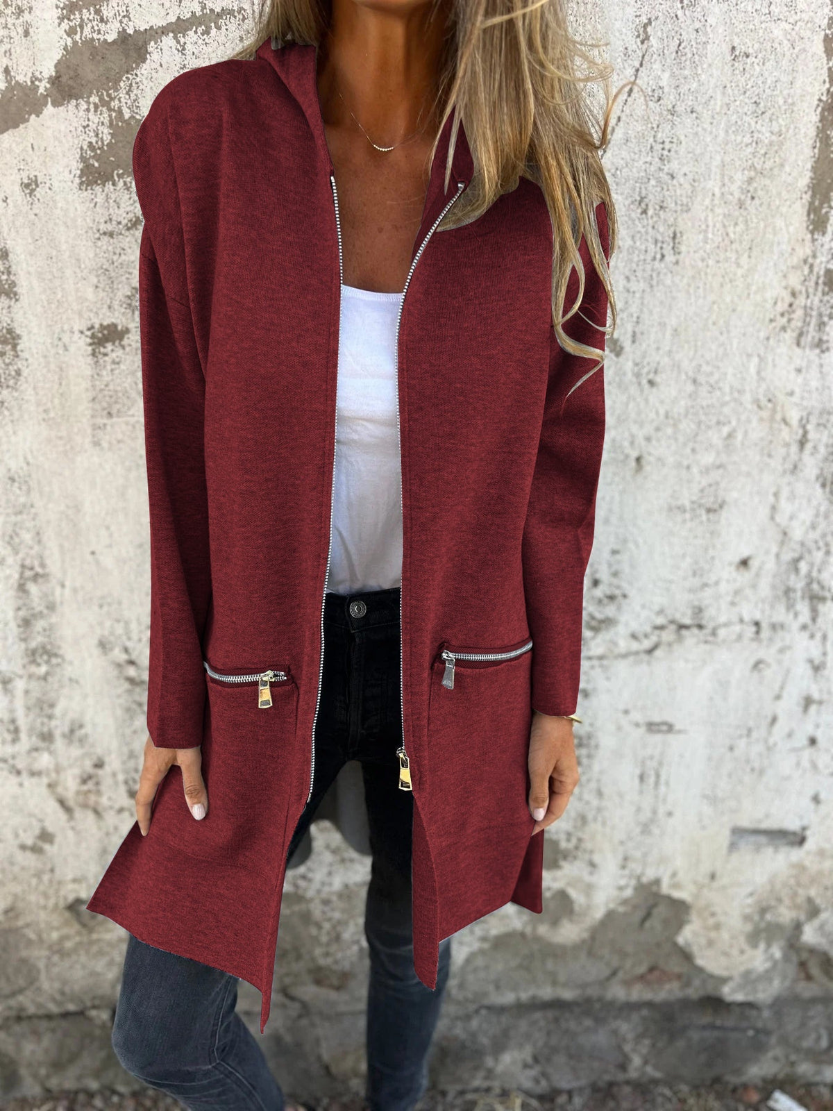 🎄Christmas Sale🔥 Zipper Long Sleeve Hooded Jacket
