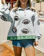 Football-sequin Yard-line Trim Pullover