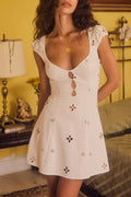 White Eyelet Cut-Out Short Mini Dress