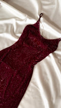 Women's Beaded Satin Camisole Dress with Fitted Waist