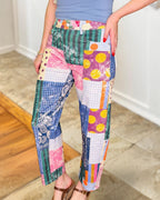 Colorful Mixed Print Casual Pants