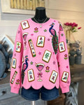 Mahjong Sequined Wavy Hem Pullover