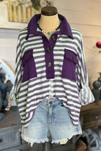 Oversized Button-Down Striped Shirt