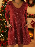 Elegant Christmas Party V-neck Sparkling Dress