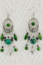 Long Fringe Earrings Turquoise Alloy Women's Decorative Earrings