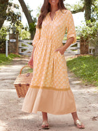 NEW🔥 Drawstring Round Neck Printed Dress