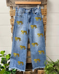 Tiger Sequined Denim Pants