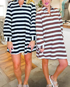 All Season Striped Mini Dress