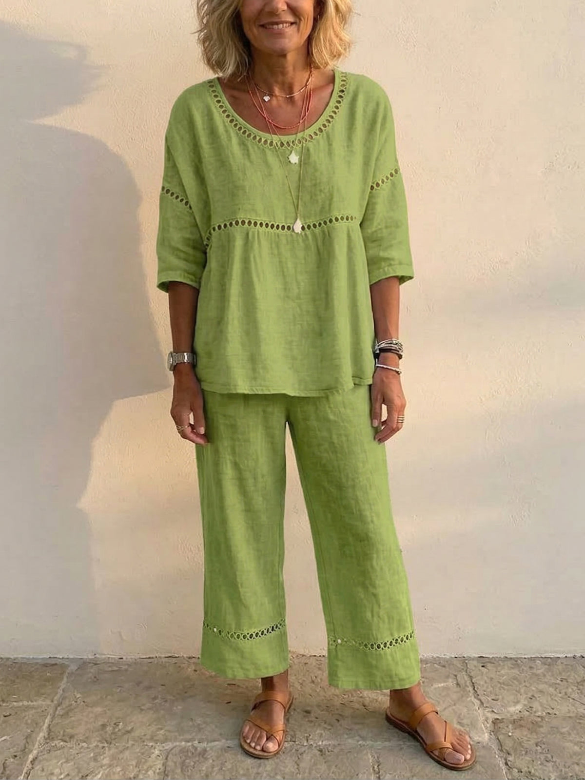 Clearance Sale🔥 Women's Vintage Casual Loose-Fit Linen Two-Piece Set