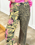 Rose Camouflage Leopard Patchwork Pants