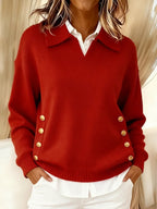 🎄 New Arrivals🔥Women's Comfortable Metal Buckle Pullover Knit Sweater
