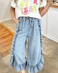 Unique Ruffled Wide-leg Pants