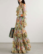 Tiered silk-crepon maxi dress