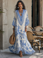 Refined Porcelain Kaftan Dress