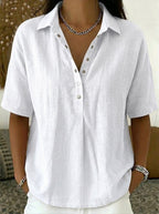 New Arrivals🔥 Women’s Casual Loose Linen Polo Blouse Shirt