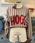 HOGS Sequin Football Stitching Stripe Pullover