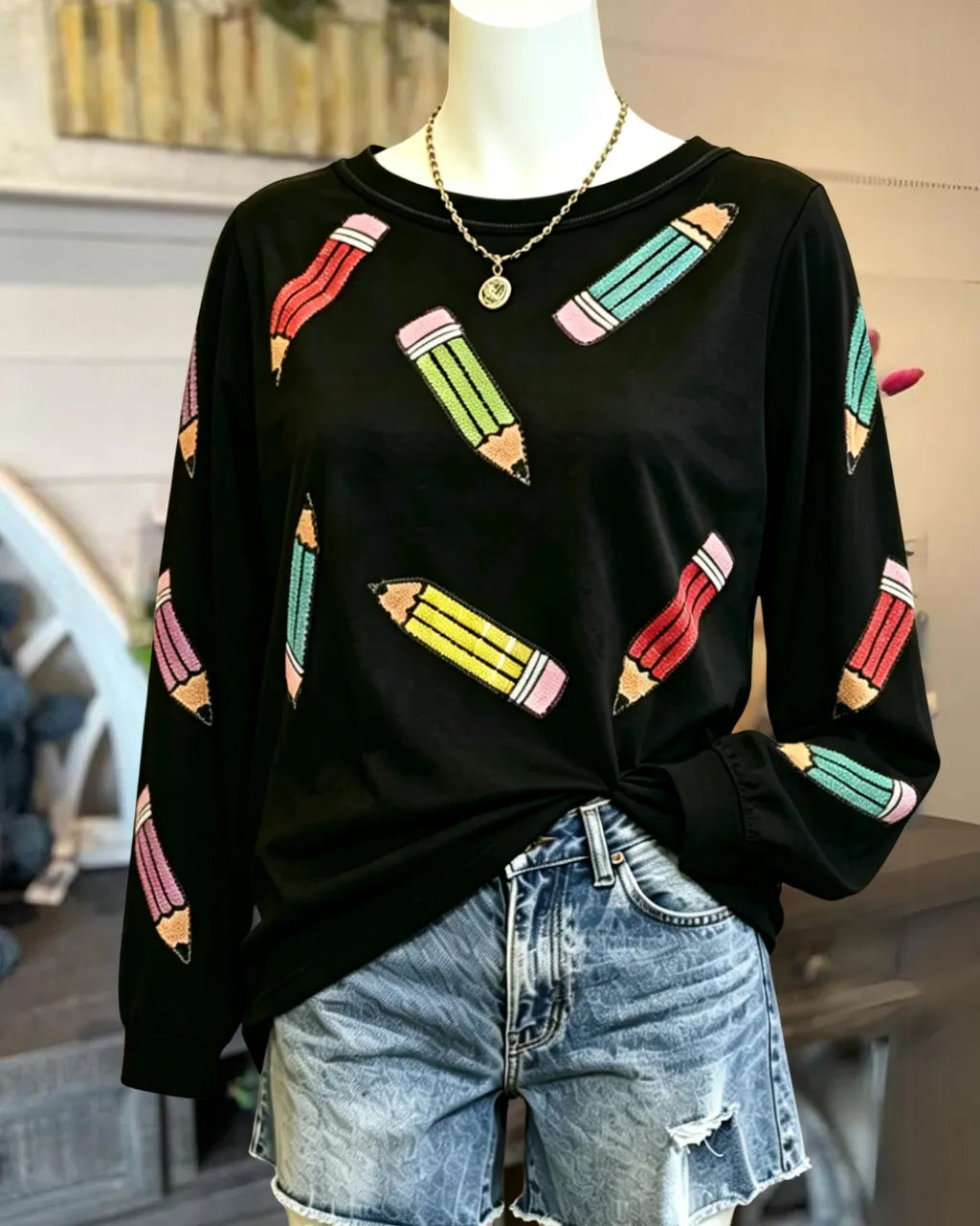 Scattered Pencil Sequin Top