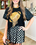 Football Sequined Tassel Top
