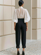 Monochrome Tie Balloon Pants Set