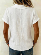 New Arrivals🔥 Women's Peter Pan Collar V-neck Short-sleeve Cotton-linen Top