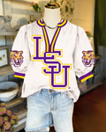 Tigers Puff Sleeve Satin Top
